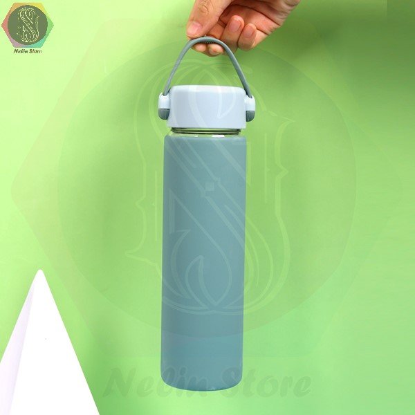 بطری-شیشه-ای-پیرکس(بوروسیلیکات)-روکش-سیلیکونی-سبز-424