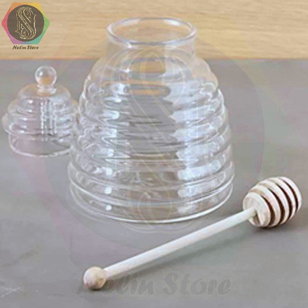 ظرف-عسل-شیشه-ای-پیرکس(بوروسیلیکات)-با-قاشق-چوب-راش-28